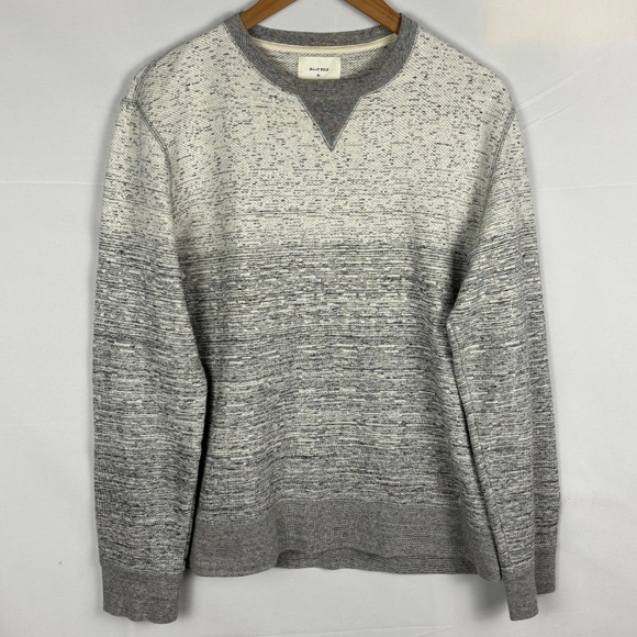 Billy Reid Men Cotton Sweater Sz M Gray Striped Knit Pullover Preppy Classic - Picture 1 of 9